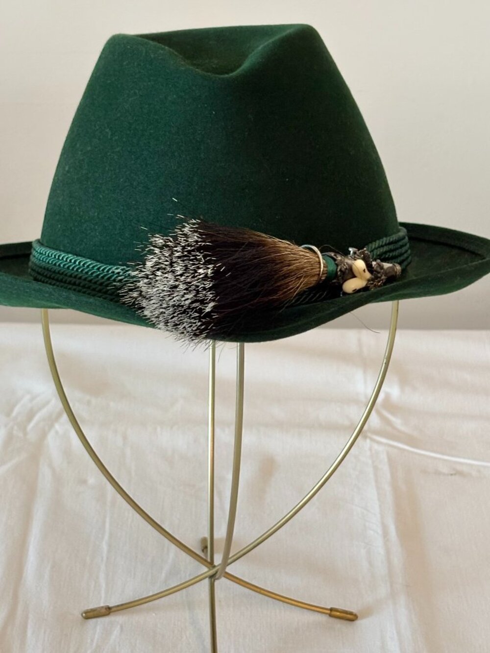 Vintage Green Velour German Austrian Tyrolean Fedora Octoberfest